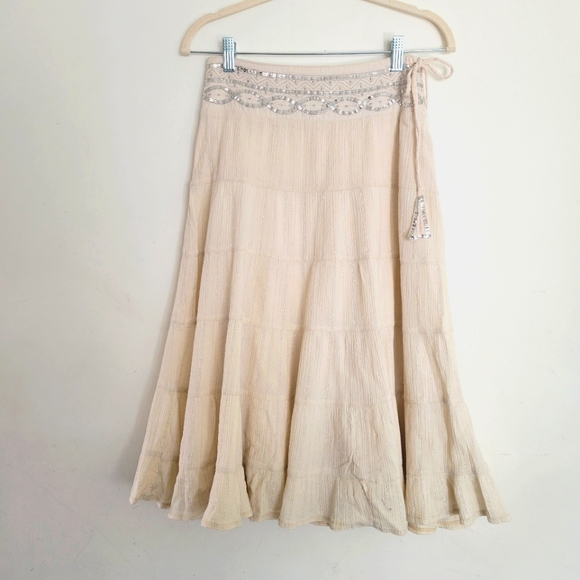 Cotton Creme Gauzy Tiered Midi Skirt size 10 (girls) size 2 (womens) - Picture 12 of 12